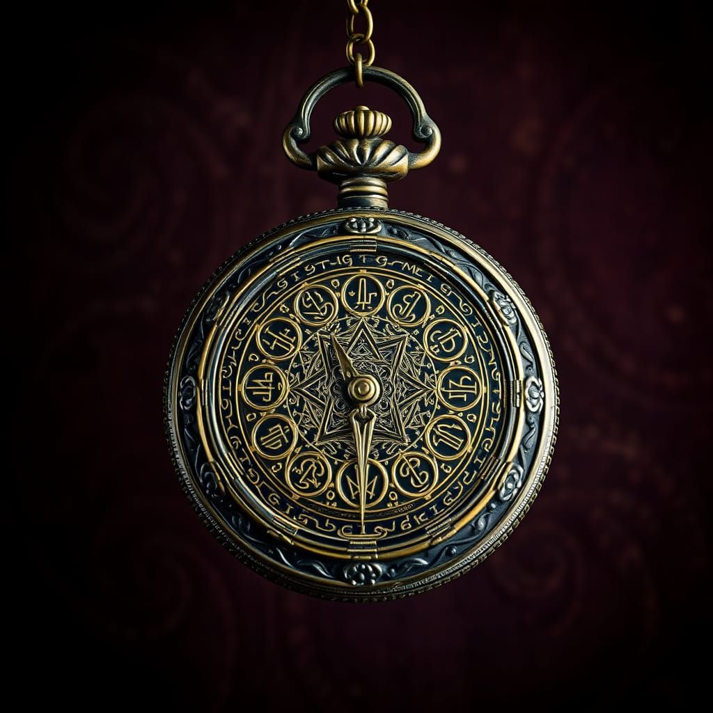 Gothic Pocket Watch in Dark, Muted Velvety Textures