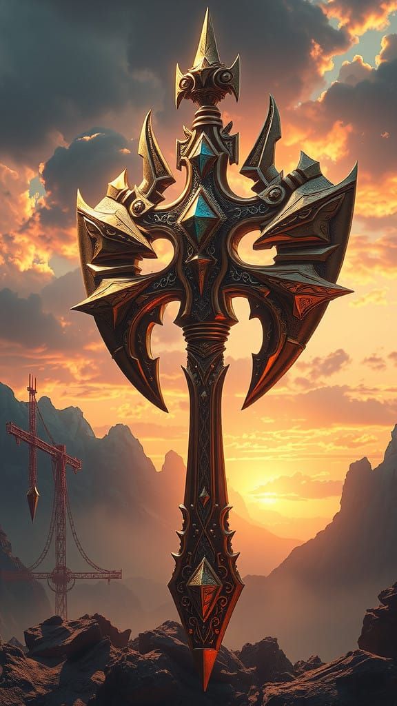 Ethereal Warhammer Radiates Divine Power in Fantastical Real...