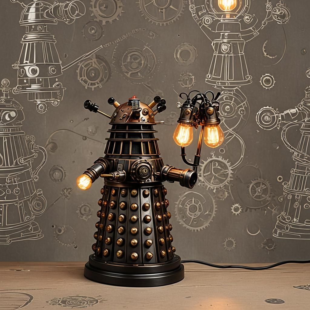 Steampunk Dalek Lamp Engine: Sci-Fi Art