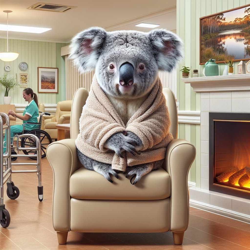 Geriatric Koala in Cozy Nursing Home Setting