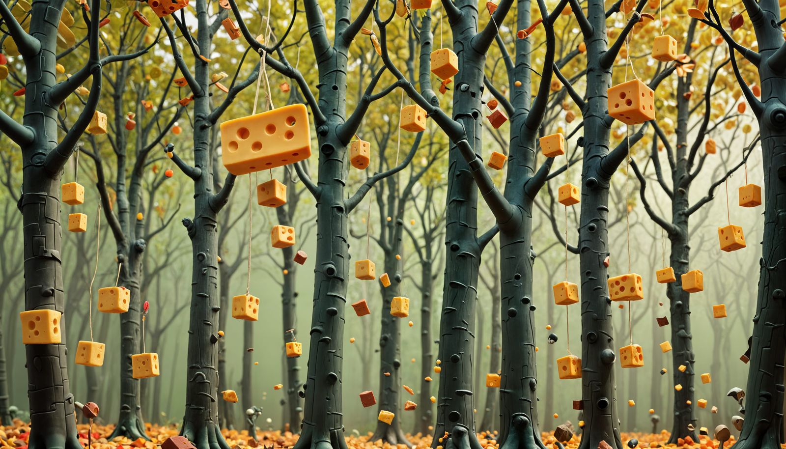 Vibrant Autumn Landscapes in Whimsical 3D Plasticine Style