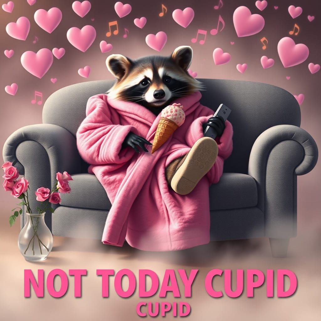 Whimsical Raccoon's Cozy Dreamscape in Pastel Hues