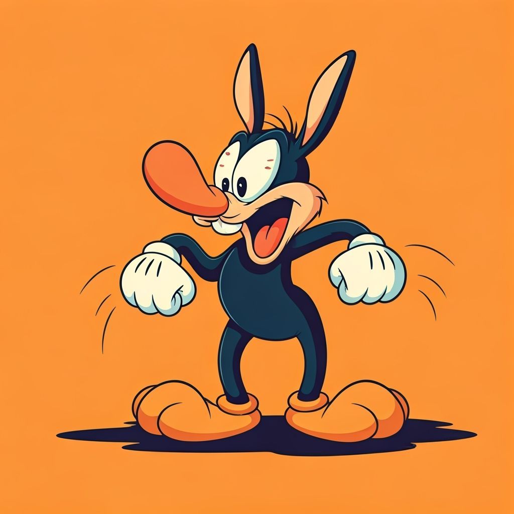 Zany Cartoon Character in Looney Tunes Style