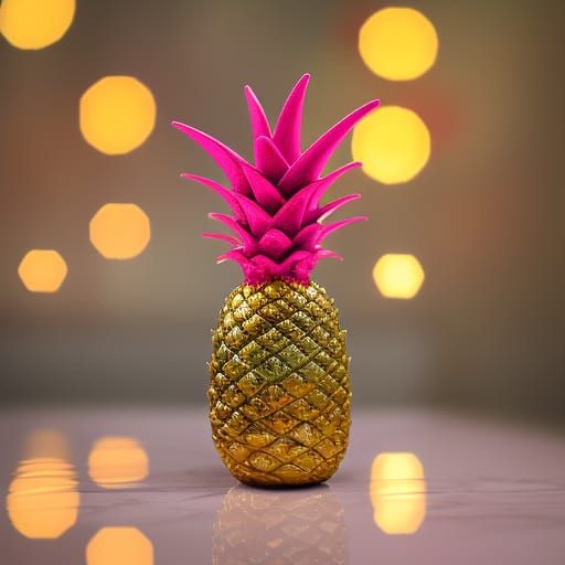 Translucent Crystal Pineapple on Marble Table at Sunrise