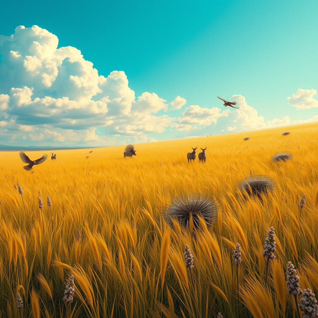 Surreal Prairie Landscape in Hyperrealistic Style