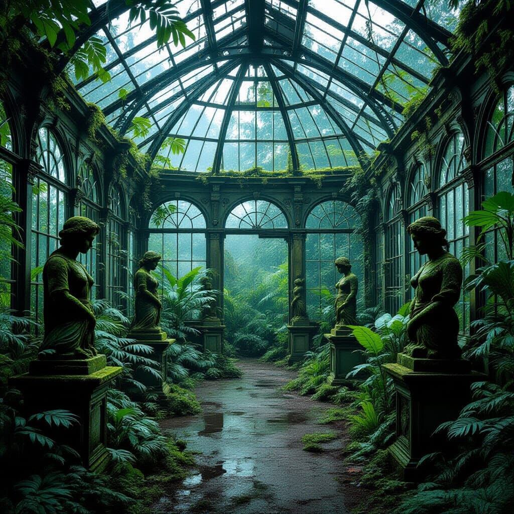 Overgrown Victorian Greenhouse with Pulsing Jungle, Cosmic D...
