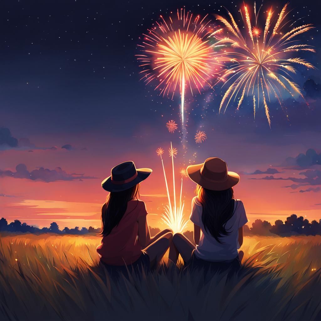 Lesbians Watching Fireworks at Twilight: Concept Art