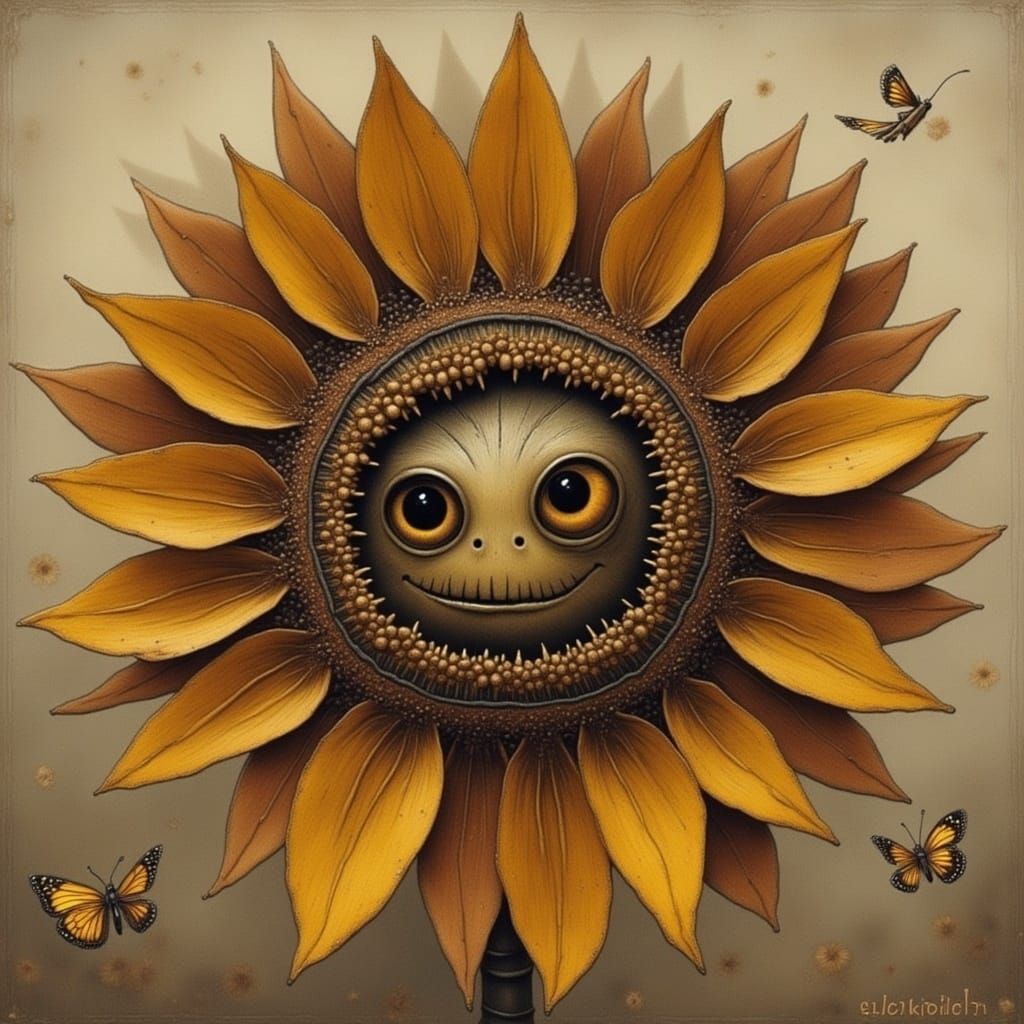 Surreal Brown Monster-Flower in Ellen Kaiden Style