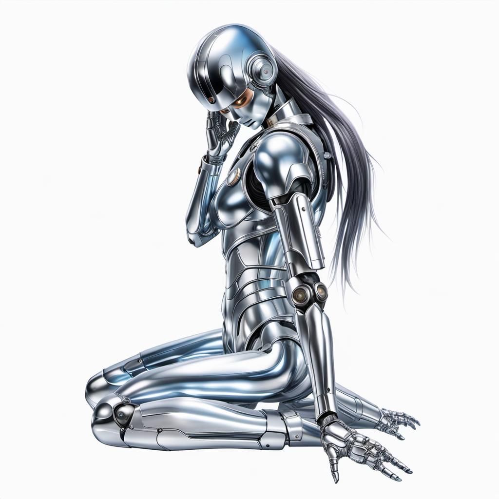 Liquid Chrome Robot Woman in Sorayama Style