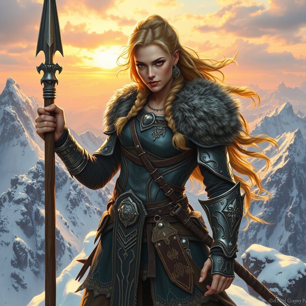Norse Valkyrie Warrior in Dusklight Glory
