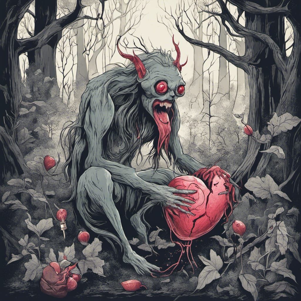 Creepy Fairy Creature in Dark Forest