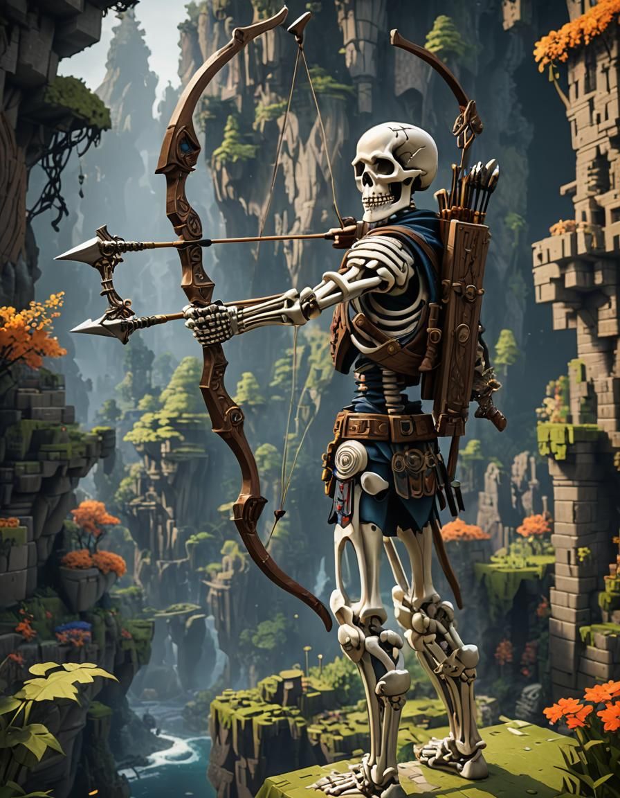 Photorealistic Minecraft Skeleton Archer in Detailed Digital...