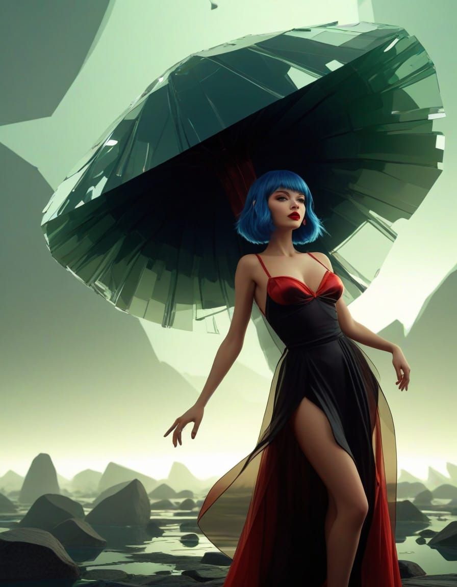 Enchanting Futuristic Danseuse with a Whimsical Glance