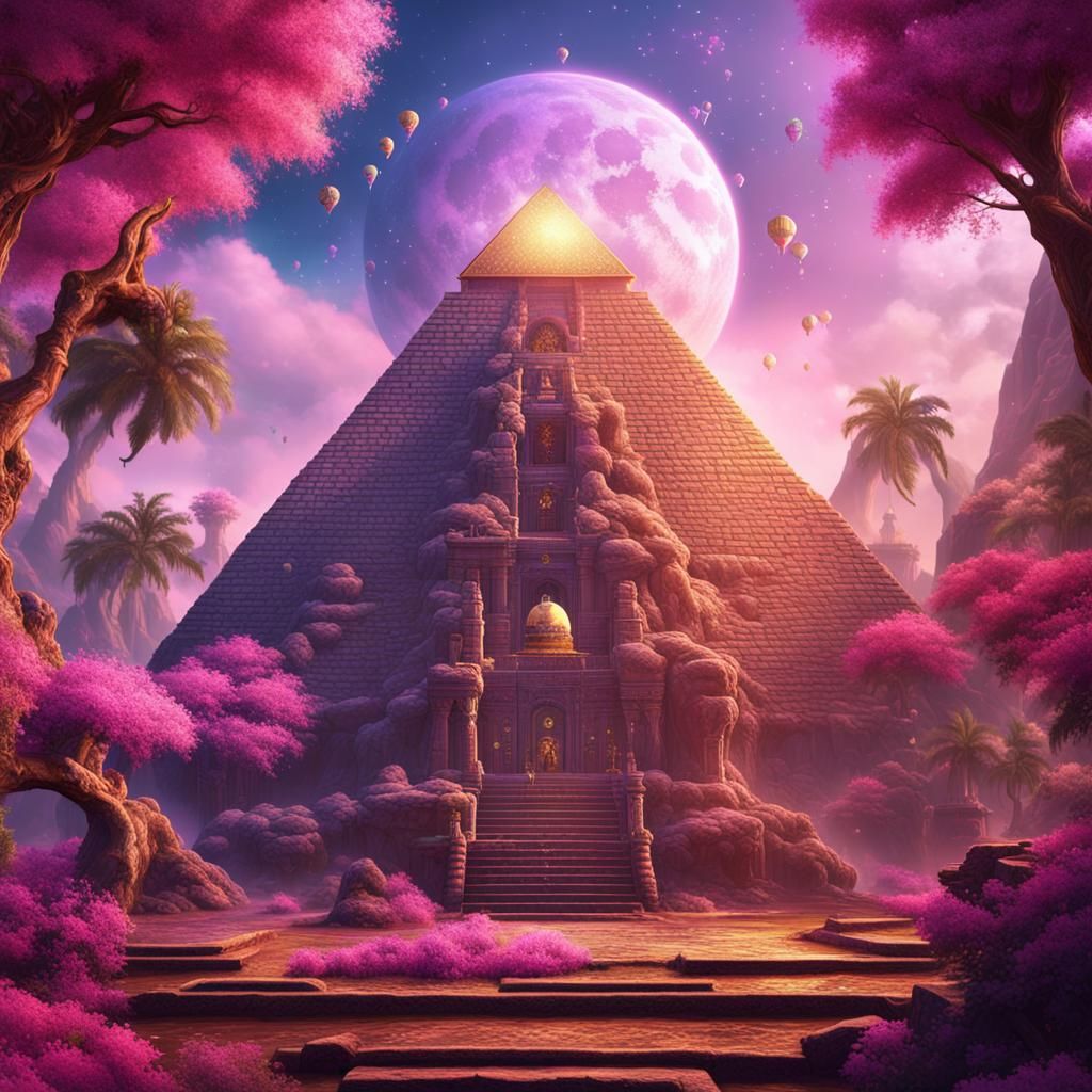 Fantastical Pyramid Dreamscape in Detailed Matte Painting