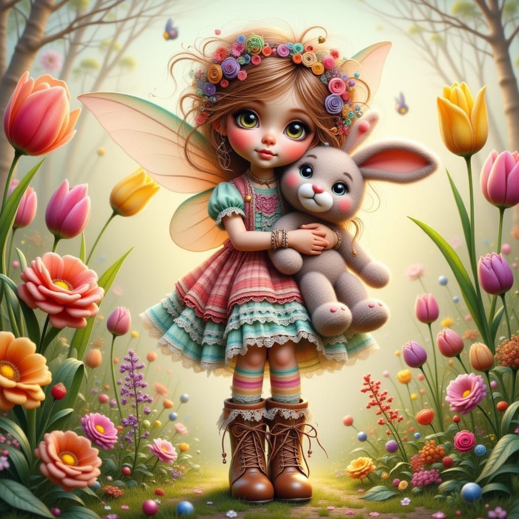Whimsical Bohemian Pixie in Easter Garden