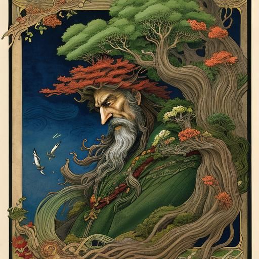 Treebeard and Tom Bombadil in Ukiyo-e Style