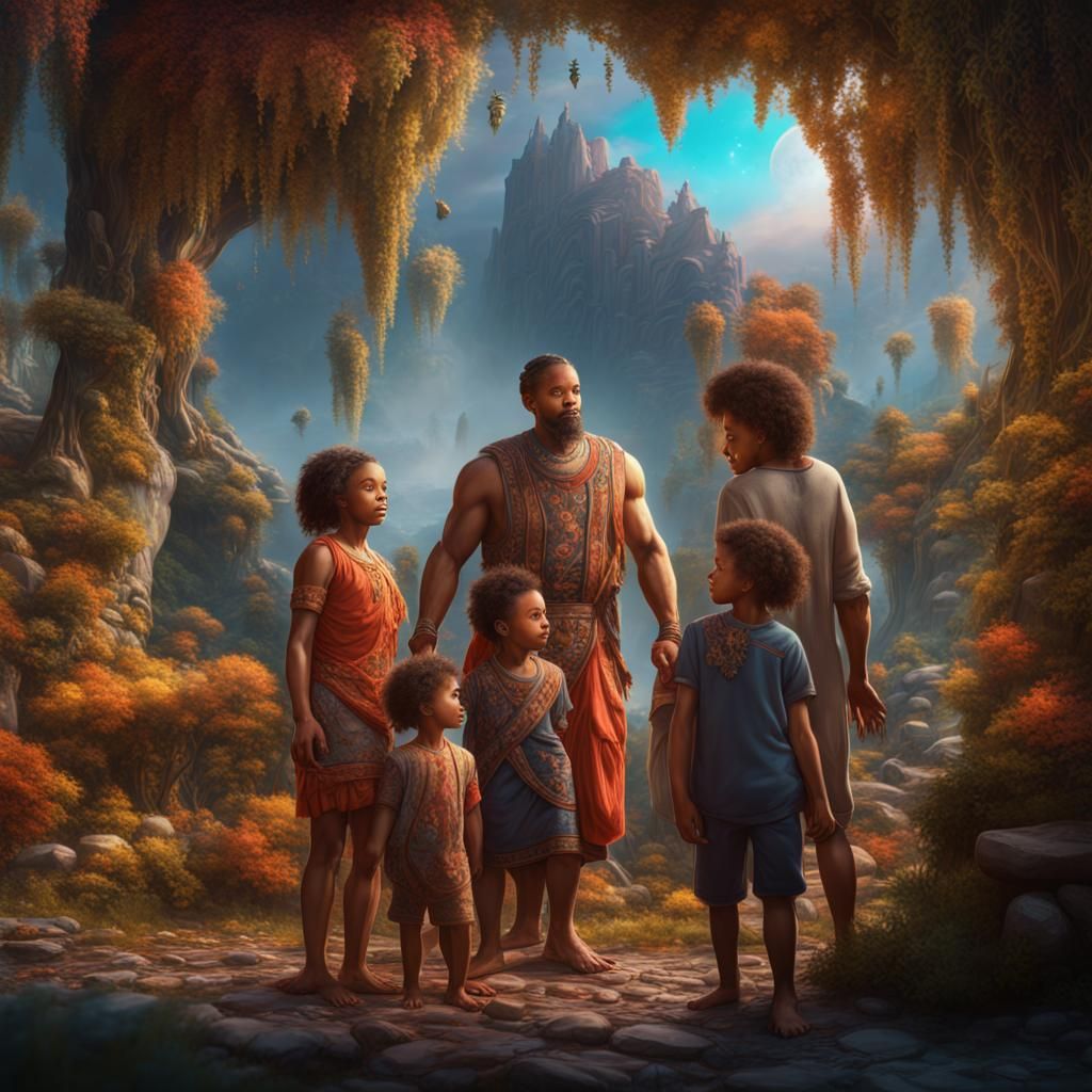 Peak life fulfilled habla man with family. Euphoria gratefulness success healthy vibrant.