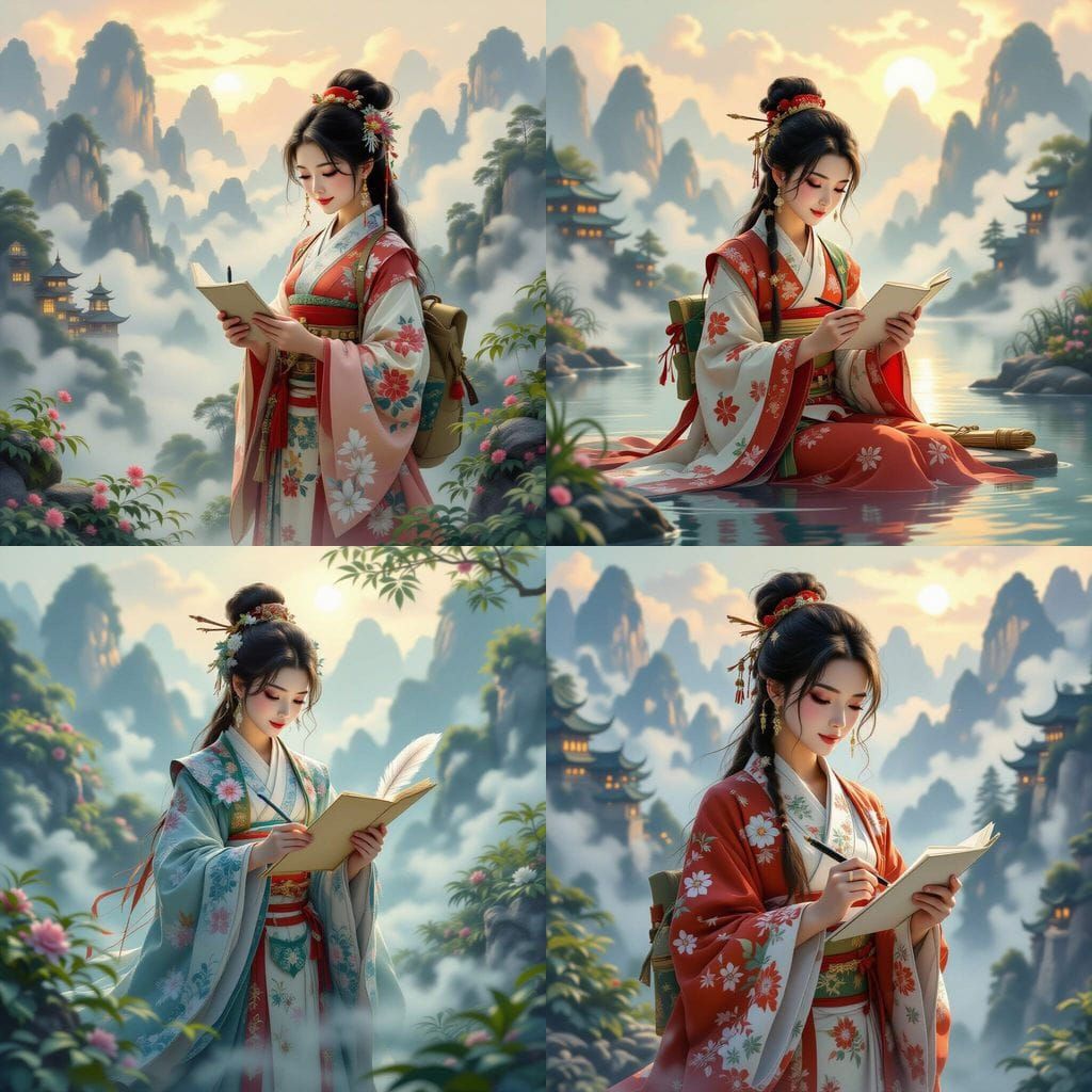 Asian Fantasy Traveler's Quest in Ethereal Style