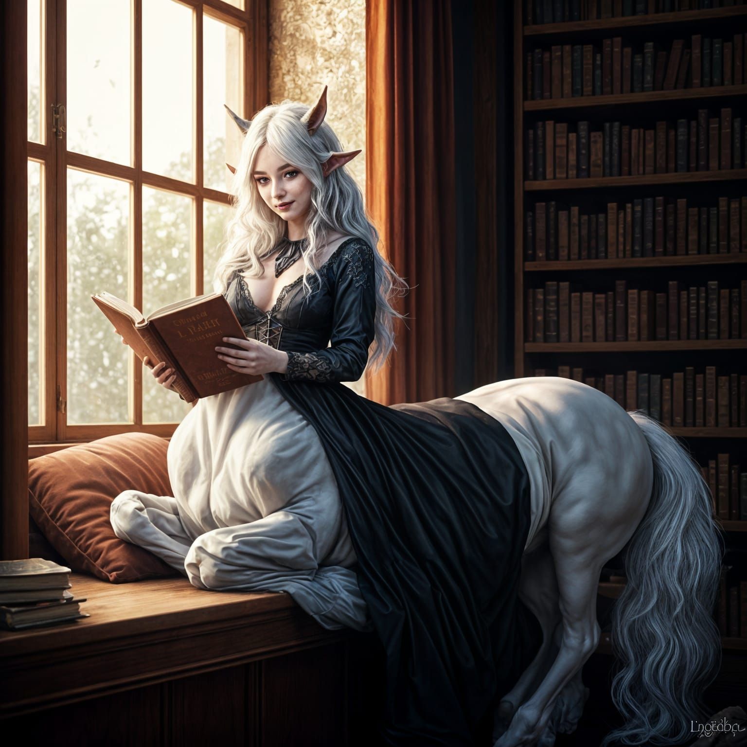 Centaur Woman Reading by Morning Light