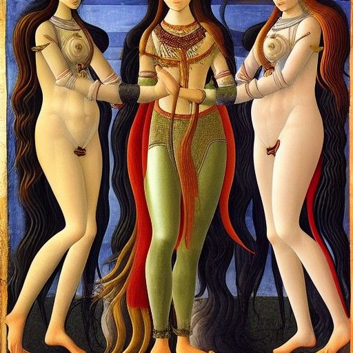 Goddess Portrait in a Botticelli-Inspired Style