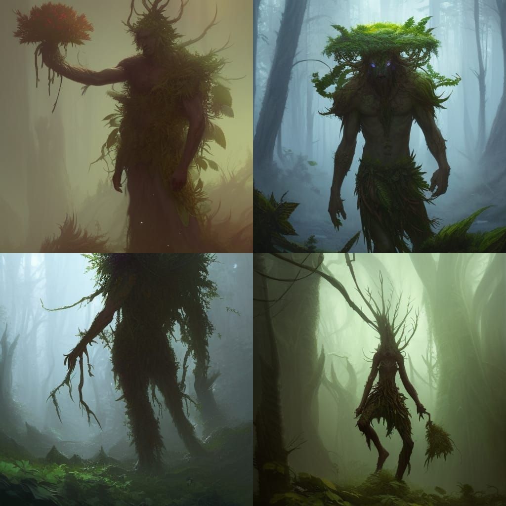 Plant Druid Concept Art in Dark Fantasy Style