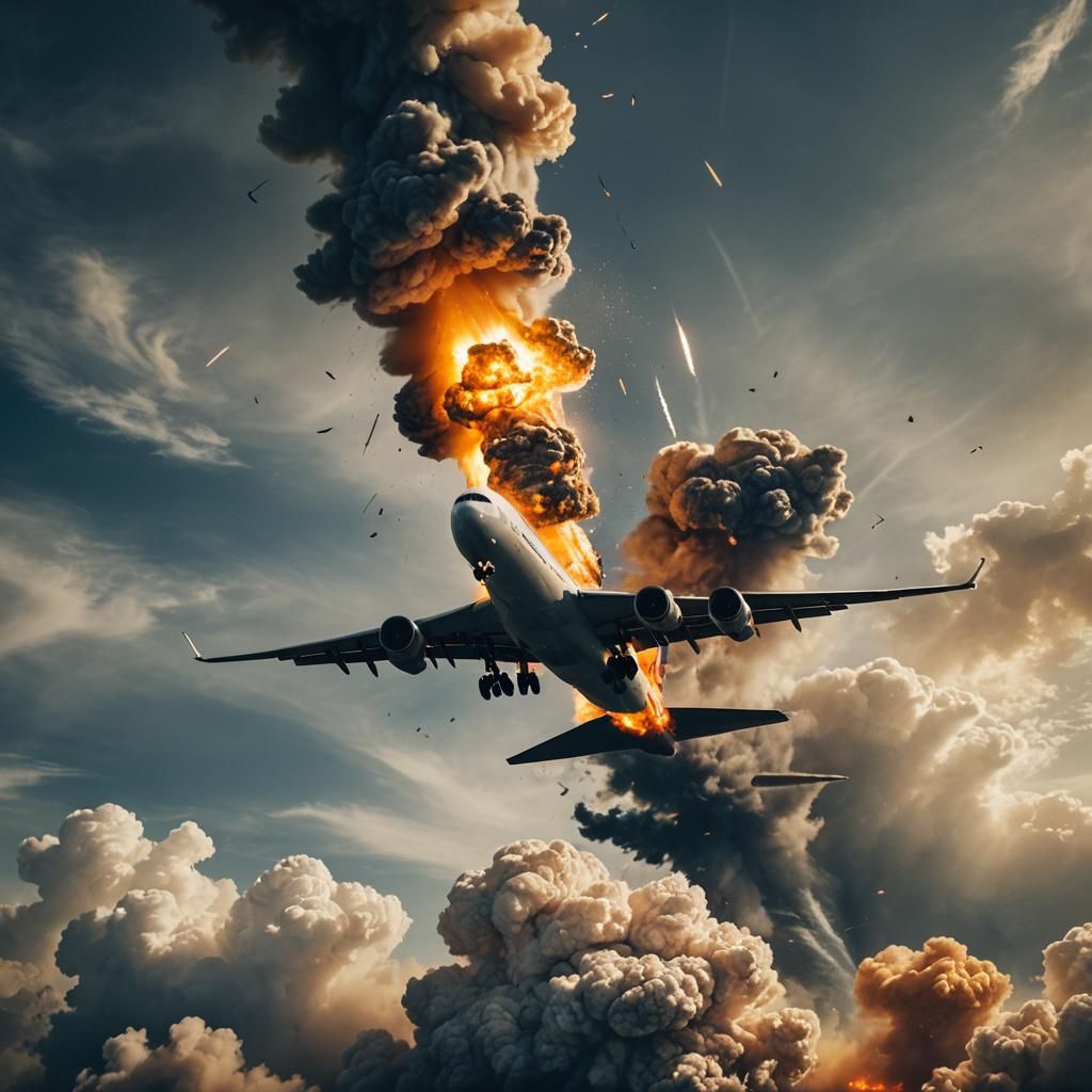 Commercial Airliner Exploding in Dramatic Film Still