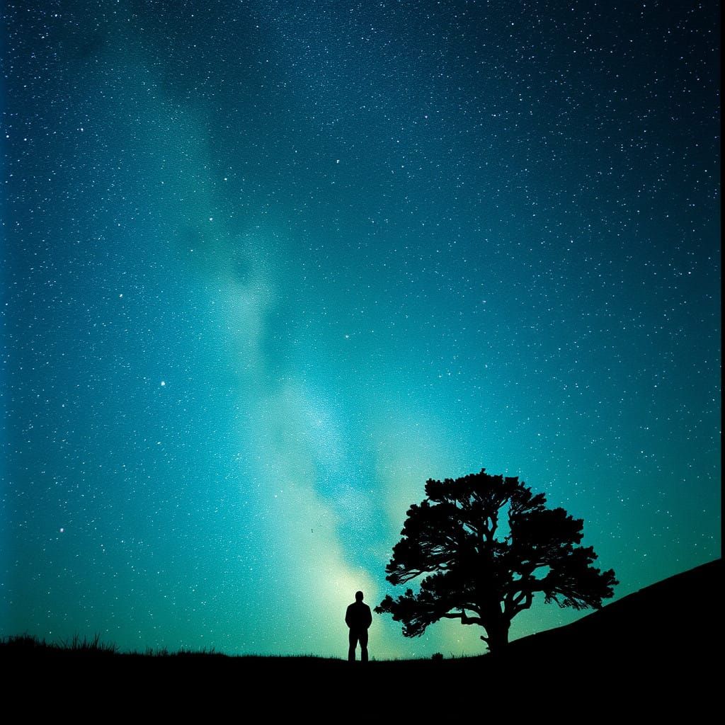 Cosmic Silhouette in a Starry Expanse