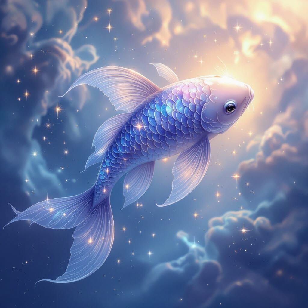 Ethereal Pisces Constellation Portrait in Misty Fantasy