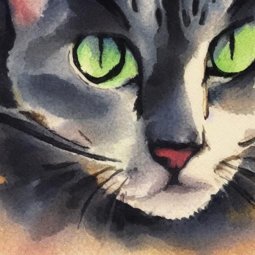Cat Portrait in Watercolor Style