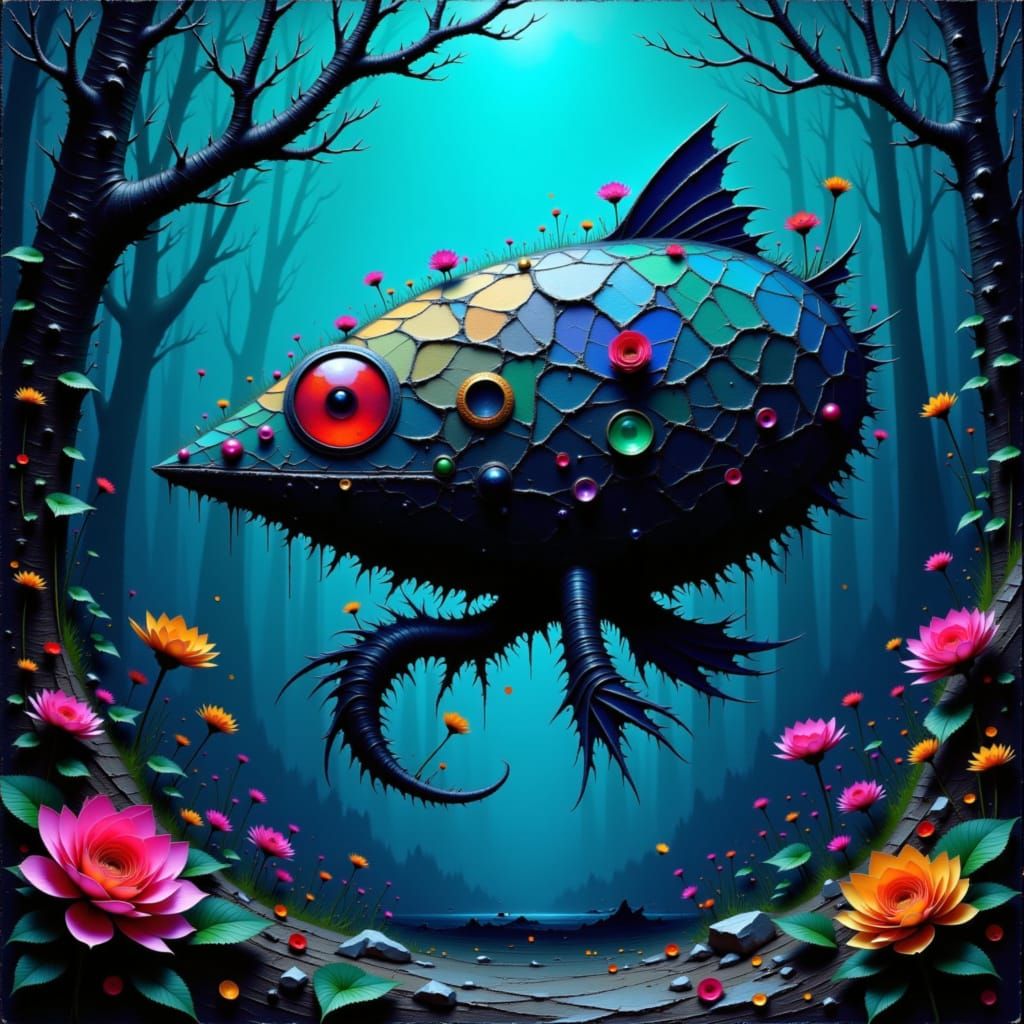 Feathery Orb with Impasto Texture as 3D Art