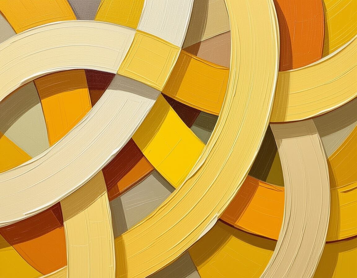 Minimalist Painting of Weaving Yellow Lines