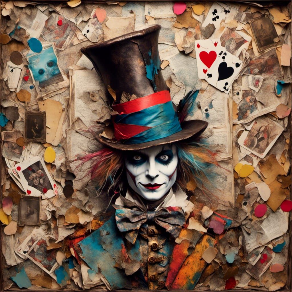 Alice in Wonderland Collage with Mad Hatter