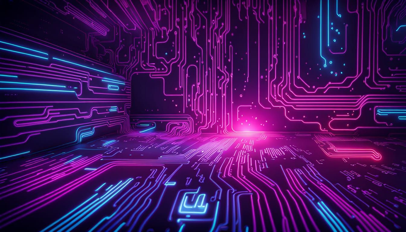 AI Interfaces Displayed in Bright Neon Colors