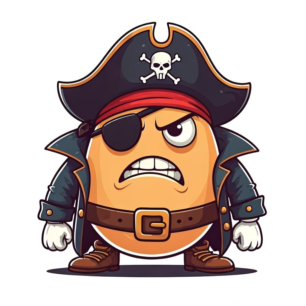 Eggs as Angry Pirates in Digital Art Style