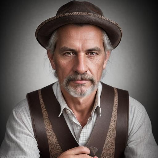 Portrait of Handsome Older German Man in Lederhosen