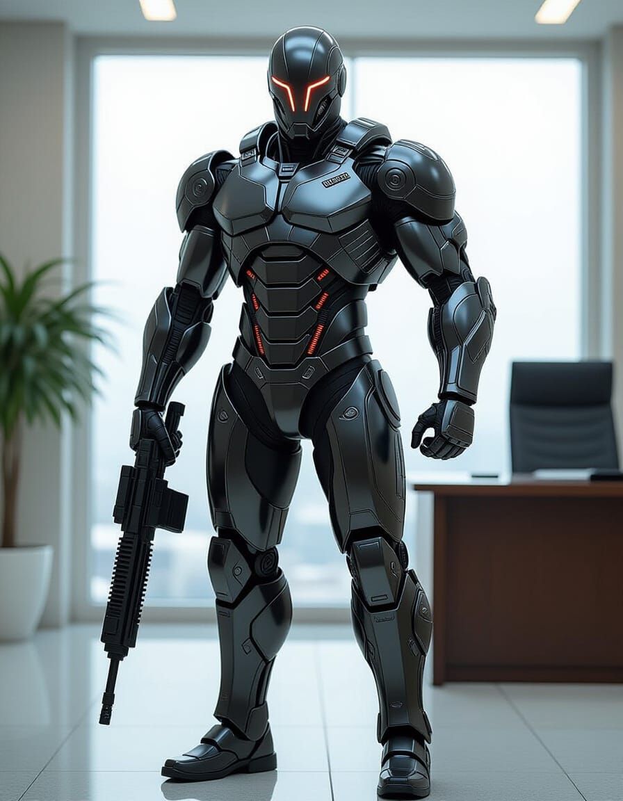 Tactical Cyborg Diplomat in Cyberpunk Style