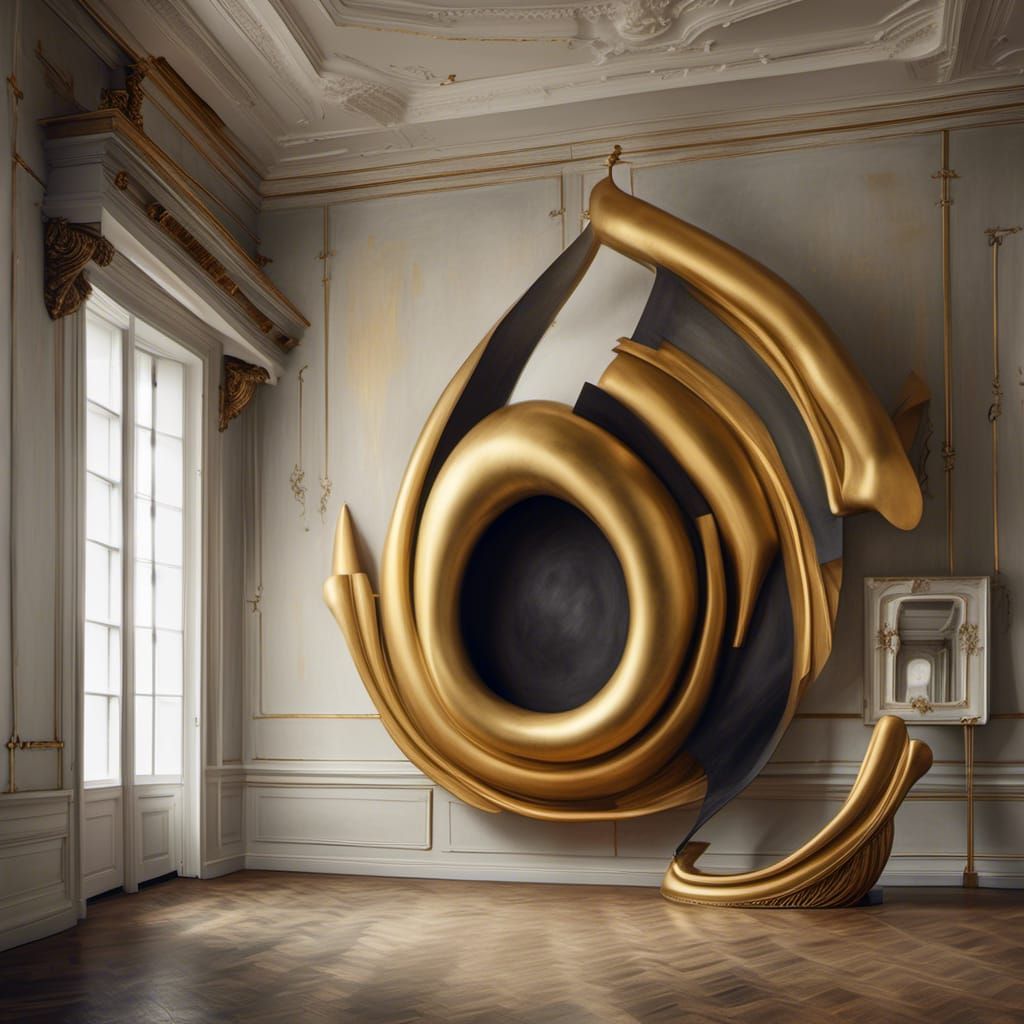 Golden Abstract Blending: Hyperrealistic Matte Painting