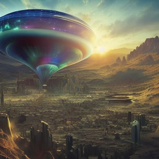 Roswell UFO Crash in Surreal Sci-Fi Style