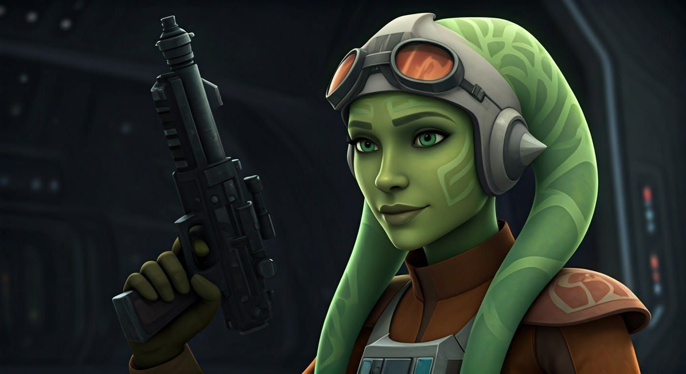 Twi'lek Pilot Hera in Vibrant Art Style