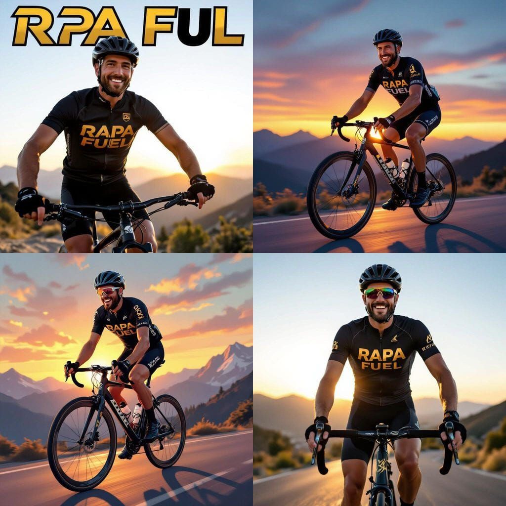 Smiling Cyclist Descends Mountain at Sunset
