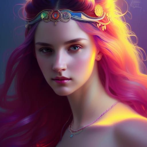 Cosmic Beauty Portrait with Flowing Hair