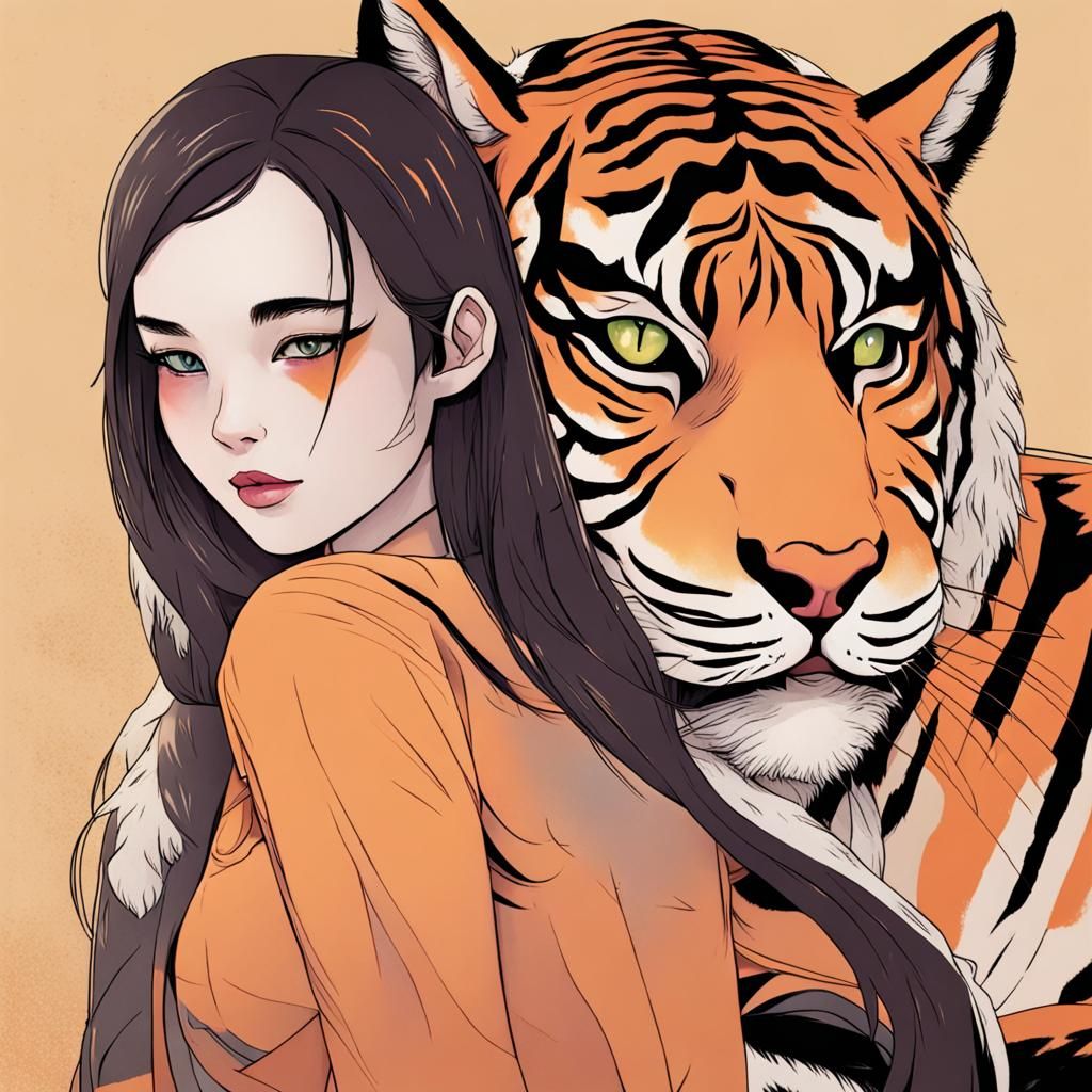AI Image of a Tiger Girl