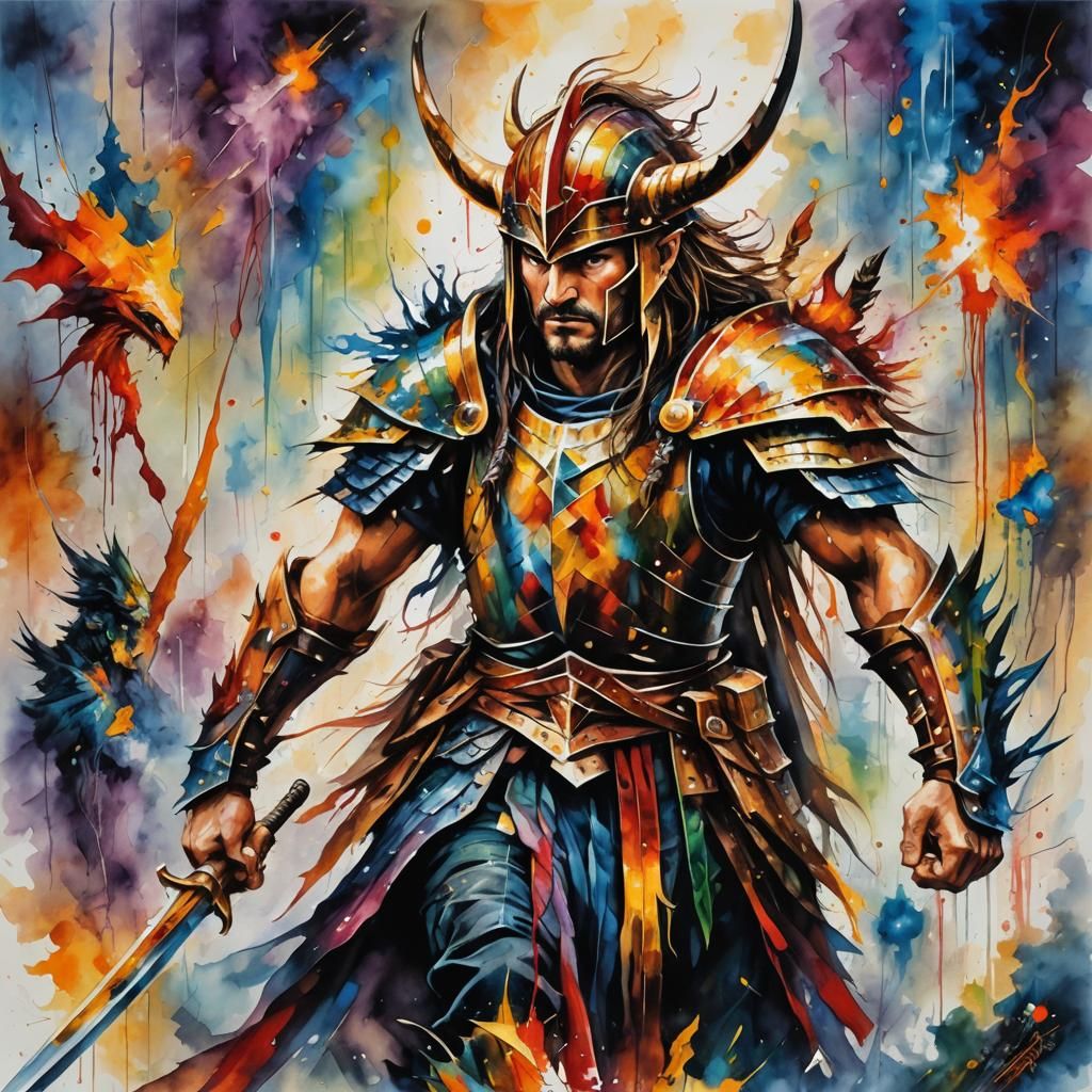 Epic Fantasy Warrior in Impasto Style