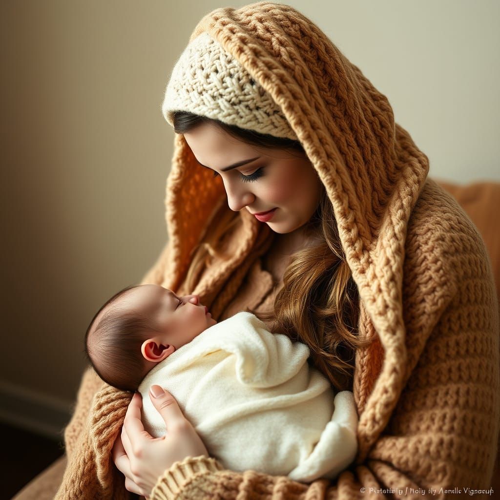 Mother and Newborn in Warm Cozy Setting