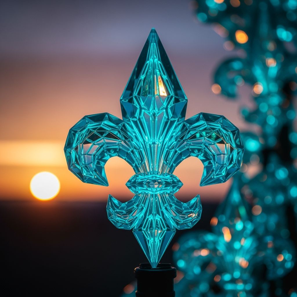 Bioluminescent Glass Fleur-de-Lis at Sunrise