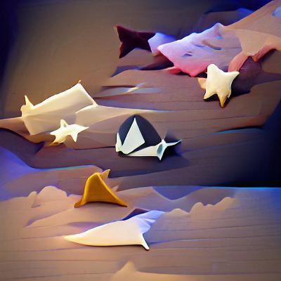 Low Poly Paper Airplane Among the Stars
