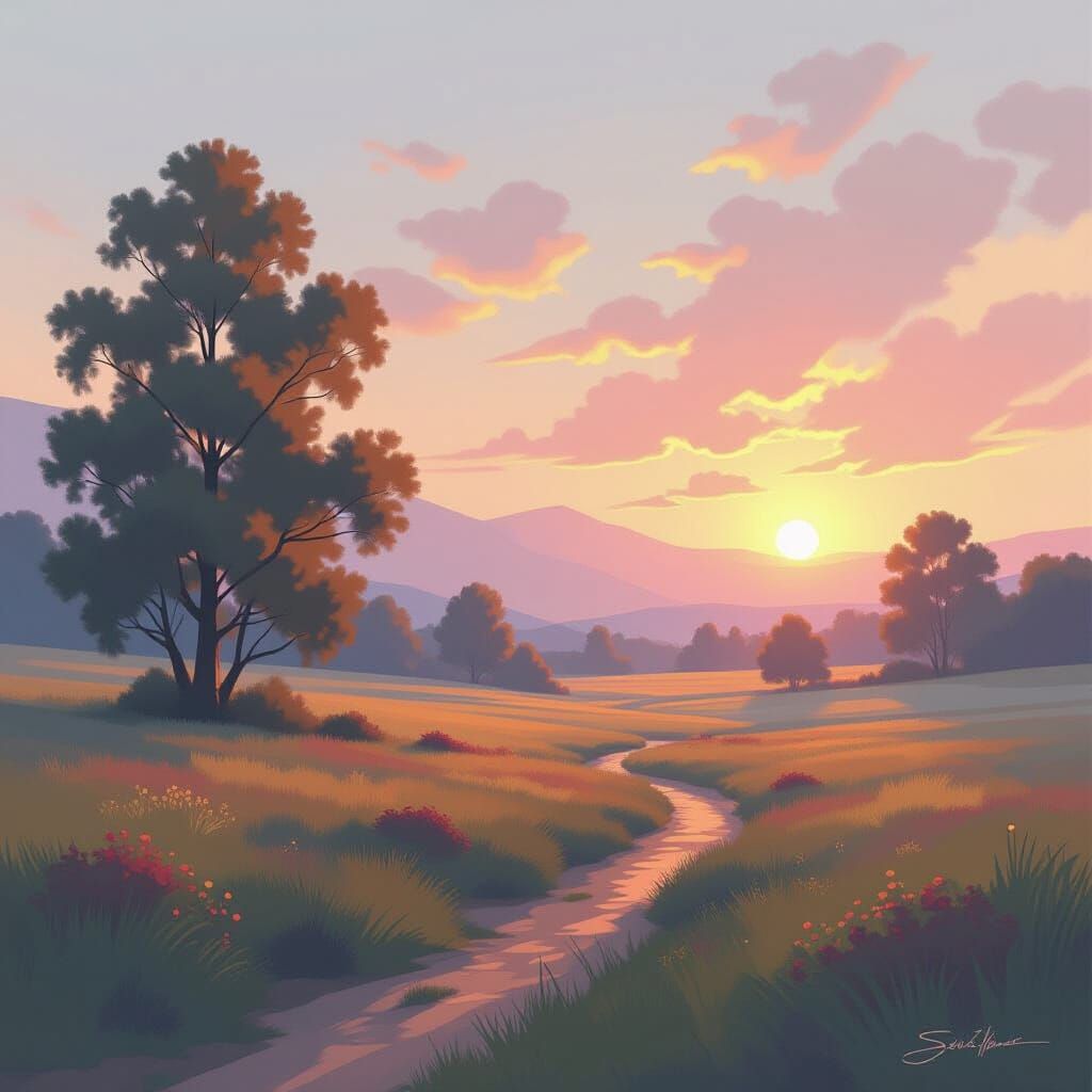 Ethereal Airbrushed Landscape in Dreamy Style