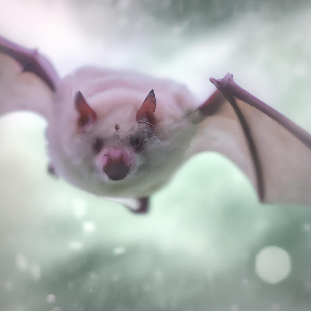 Fluffy White Fruit Bat in Ethereal Mist
