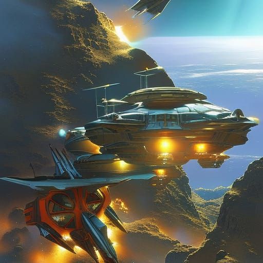 Galactic Exploration Scene in Deep Color