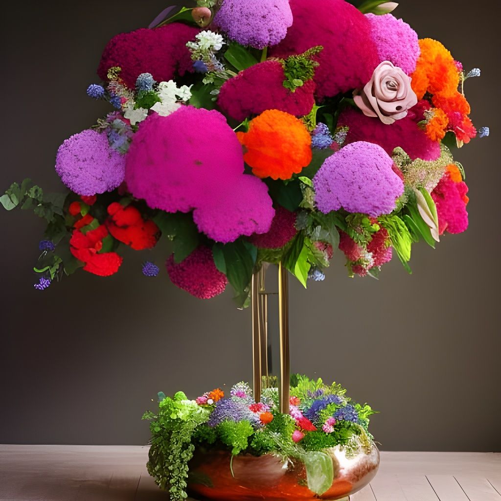 Colorful Indian Flower Bouquet in Oil Painting Style